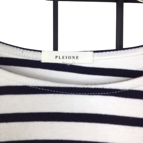 Pleione Peplum Striped Blue Sheer Top Blouse Size LP - Picture 2 of 8